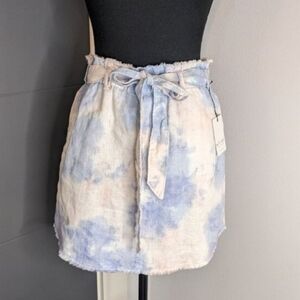 Bella Dahl High Waist Belted Blue & White Mini Skirt